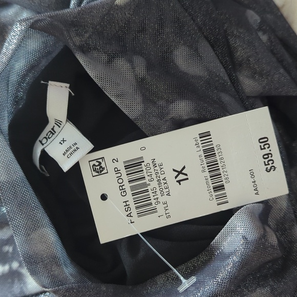 Bar III Foil Mesh Mock Neck Bodycon Midi Dress NWT Women's 1X - Picture 11 of 15